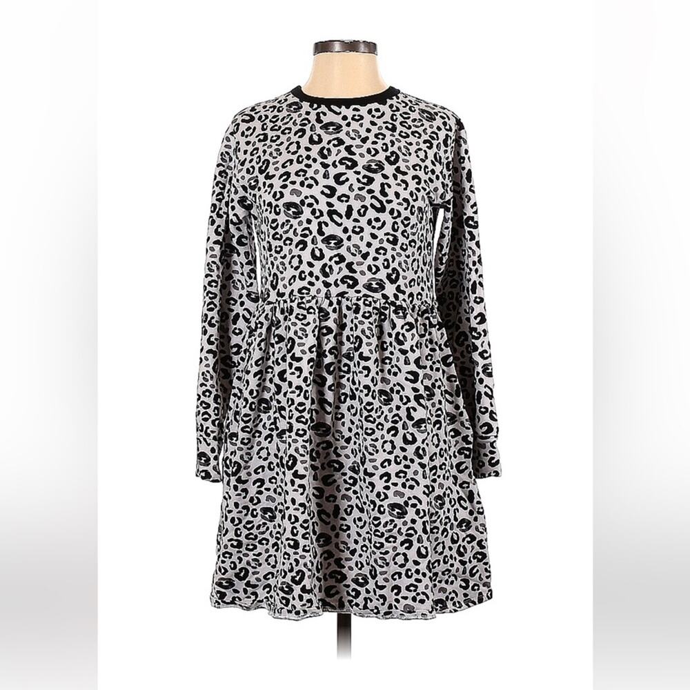 Tallulah's Threads fleece‎ lined leopard print smock dress, size small